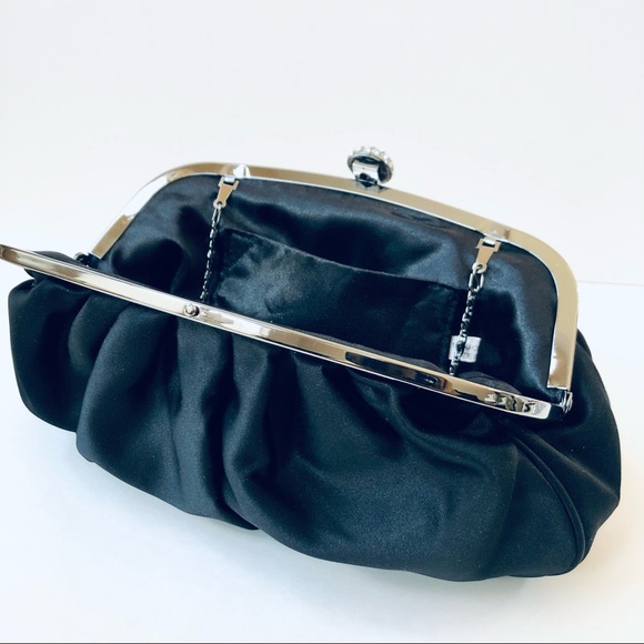Satin & Rhinestone Kiss-Lock Evening Bag EUC - Picture 6 of 7